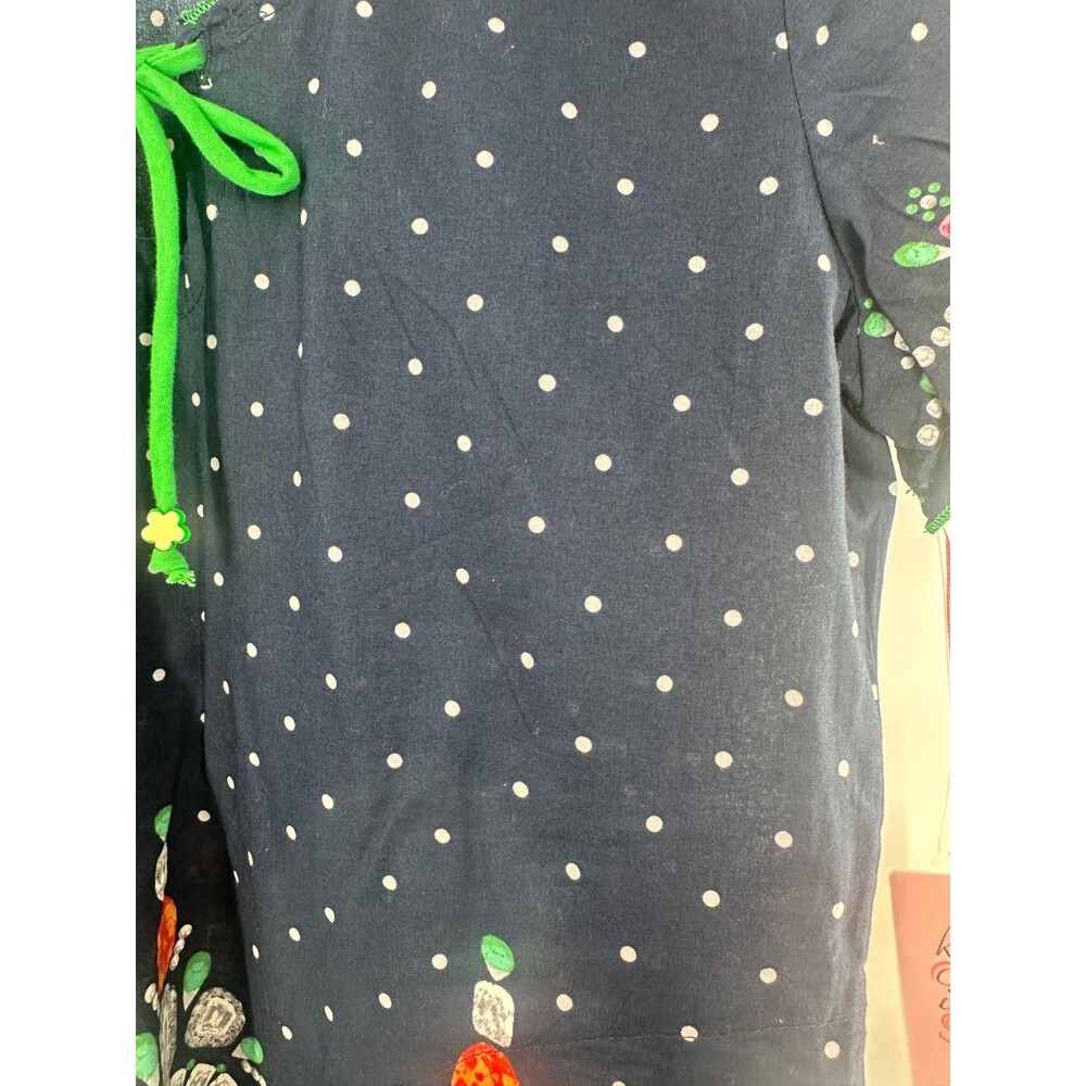 NWT Koi Kathy Peterson Gwen Scrub Top | Navy Blue Polka Dot Jewel Print Size S - Picture 4 of 8